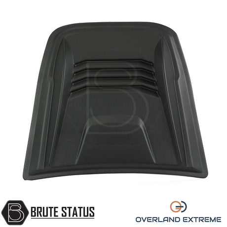 Nissan Navara D40 Bonnet Scoop in durable black ABS plastic, featuring a sleek, textured design for enhanced truck aesthetics and straightforward installation.