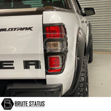 Ford Ranger 2011-2022 T6 T7 T8 Tail Light Covers, Raptor Style Matte Black, enhancing rear style with easy-fit, high-quality ABS plastic for a bold, aggressive look.