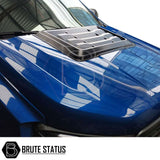 Close-up of a blue Ford Ranger 2015-2022 Rallye Style Bonnet Scoop, showcasing its sleek design and smooth black finish for enhanced road presence.