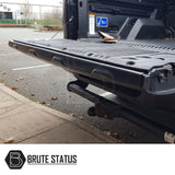 Ford Ranger 2012-2022 Tailgate Protector/Cover displayed on a parked truck, highlighting its extended wrap-around design and smooth black finish for enhanced protection.