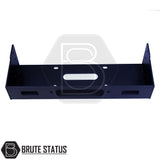 Mitsubishi L200 Series 5 Front Bumper Winch Bracket, matt black, with a white logo, compatible with stock bumpers, TÜV certified, for 2015-2019 models.