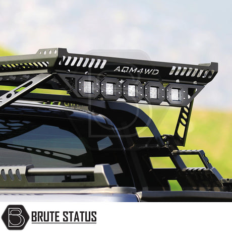 Universal LED Light Set on a black truck's roof, compatible with roof basket, featuring five bright LED lights for enhanced visibility and style in outdoor settings.