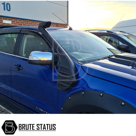 Ford Ranger 2011-2015 T6 Pre-Facelift Snorkel Raised Air Intake, designed for durability, shown on a blue vehicle.