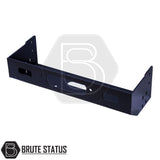 Mitsubishi L200 Series 5 Front Bumper Winch Bracket, black metal frame with holes, TÜV certified, compatible with stock bumpers, 2015-2019 models.