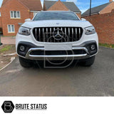 Mercedes X-Class 2017-2022 AMG Panamerica Style Chrome Front Grille, featuring luxury styling and easy installation, showcased on a white vehicle's front end.