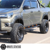 Nissan Navara NP300 2015-2022 Heavy Duty Q30 Steel Side Steps with LEDs, showcasing robust design and matte black finish for enhanced vehicle protection and style.