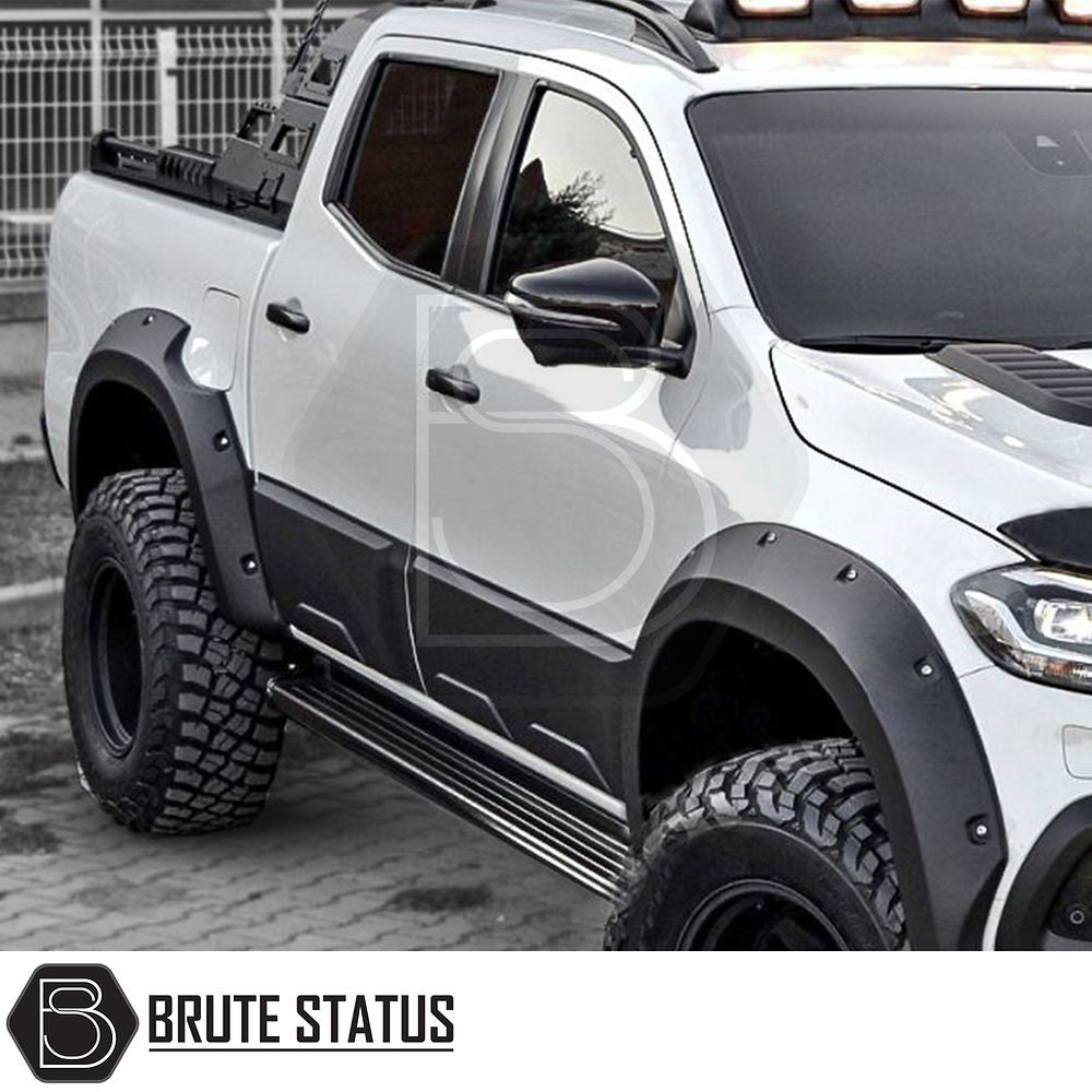 Mercedes X-Class 2017-2020 Body Cladding Matte Black, featuring robust ABS plastic design for protection and style, ideal for off-roading.