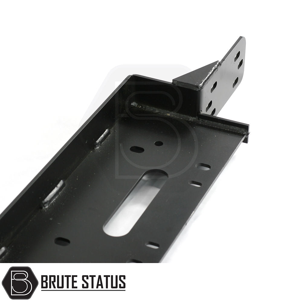 Ford Ranger Front Bumper 2015-2022 Winch Bracket, a black metal piece with holes, suitable for Ford Ranger T7 models, powder coated, TÜV certified.