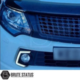 Mitsubishi L200 2015-2019 Daytime Running Lights DRLs in gloss black, featuring stylish LED fog light surrounds designed for easy installation and compatibility with existing fog lights.