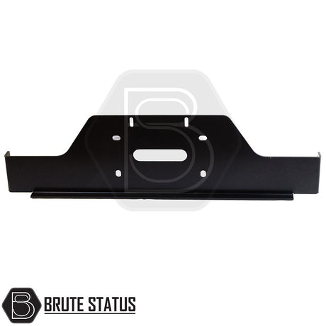 Volkswagen Amarok 2010-2017 Front Bumper Winch Bracket: a black metal bracket, powder-coated, with TÜV certification, compatible with stock bumpers.