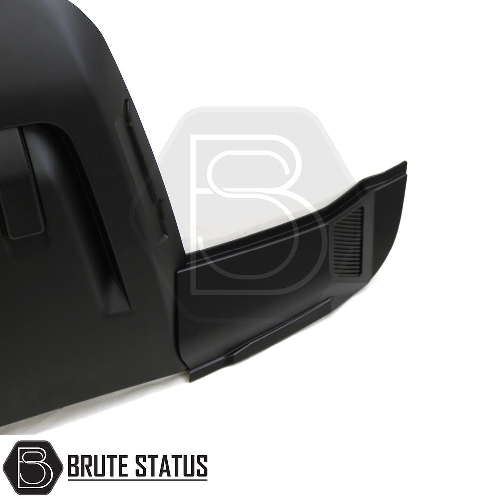 Ford Ranger T9 2023+ Raptor Style 3-Piece Bonnet Scoop in matt black, showcasing impact-resistant plastic with a smooth finish, highlighting its installation features.