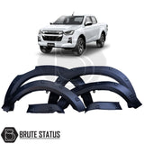 Isuzu D-Max 2021+ Wide Arch Kit featuring robust black fender flares, designed for enhanced truck appearance and durability, compatible with double cab models.