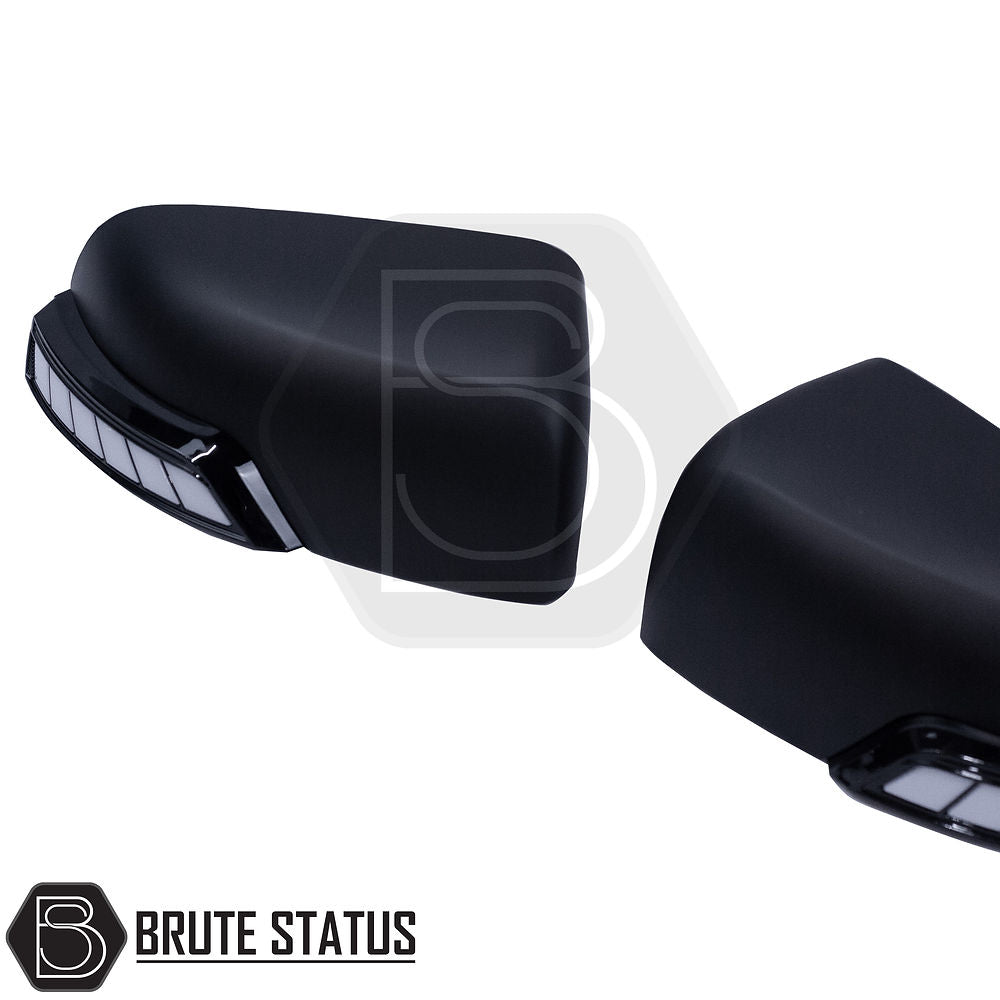 Ford Ranger 2012-2022 LED Wing Mirror Covers with Dynamic Indicators, featuring high-quality ABS plastic and sweeping LED effects for enhanced vehicle style and functionality.