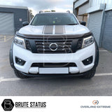 Nissan Navara NP300 2016+ Wide Arch Kit (Overland Extreme) on a white car, featuring premium black wheel arches and a sleek, durable design for enhanced vehicle aesthetics.