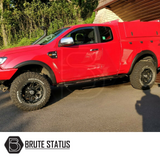 Ford Ranger 2019-2022 Wide Arch Kit (Slim Style with Park Assist) enhances truck aesthetics and functionality, featuring durable ABS fender flares with a smooth black finish.