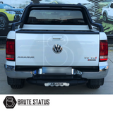 Toyota Hilux 2015+ Roll Bar Matt Black on a white truck, showcasing its durable, stylish design, tailored for enhancing the vehicle's look and functionality.