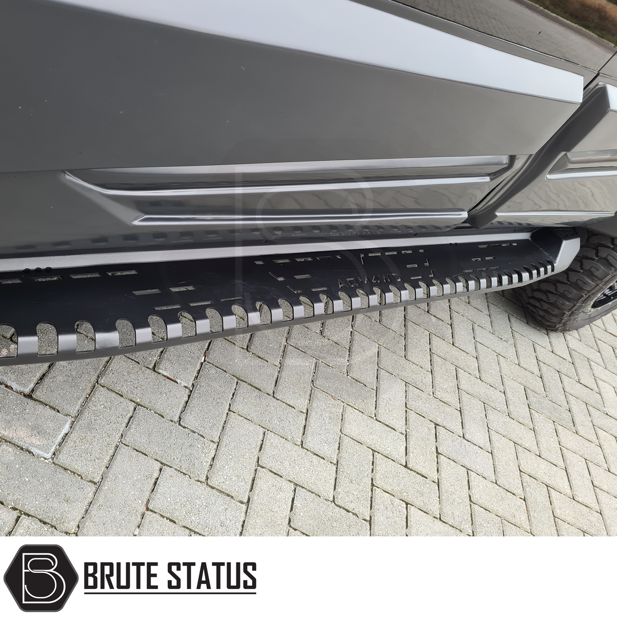 Isuzu D-Max 2021+ Heavy Duty S30 Steel Side Steps, close-up of robust, matt black steel side step, highlighting its durable construction and precise fitment for enhanced vehicle protection.