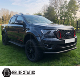 Ford Ranger 2015-2022 T7 T8 LED Mustang Style Headlights showcased on a black truck, highlighting their sleek design and dynamic indicator function.