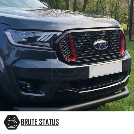 Ford Ranger 2015-2022 T7 T8 LED Mustang Style Headlights, featuring gloss black internals, dynamic indicator function, and Hella Bi-Xenon Projector Lens. Sold as a pair.