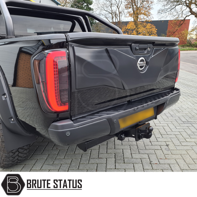 Nissan Navara NP300 2015-2022 Tailgate Cladding Cover/Protector in matte black, showcasing durable ABS plastic for enhanced tailgate protection and customization.