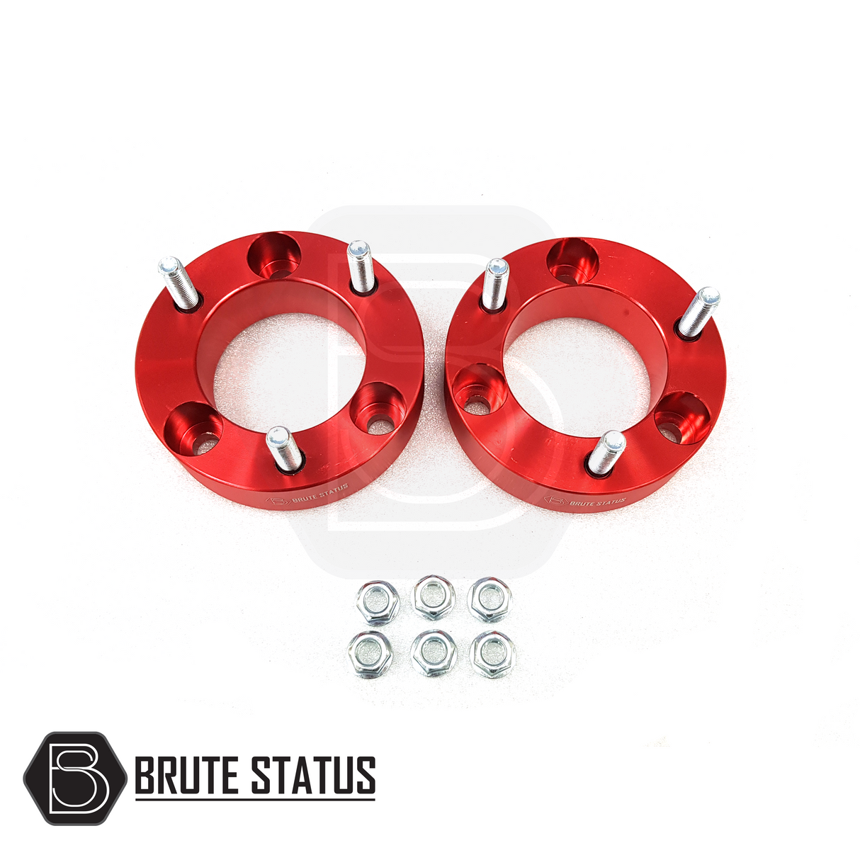 Nissan Navara D40 2005-2015 Front Shock Suspension Spacers 32mm, featuring anodized 6061-T6 aluminium with pre-installed heat-treated studs and nuts for enhanced durability.