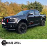 Ford Ranger 2015-2022 T7 T8 LED Mustang Style Headlights on a black truck, emphasizing sleek design with dynamic indicators and Bi-Xenon projector lens.