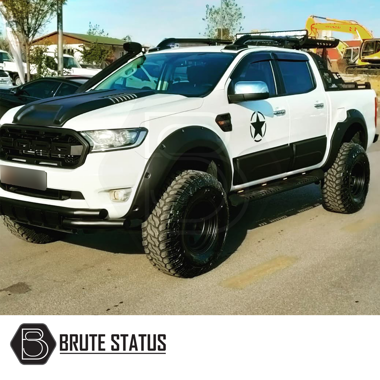 Ford Ranger 2012-2022 Matte Black Wide Arch Kit, showcasing premium wheel arches with riveted style, ideal for enhancing your truck's appearance and performance.