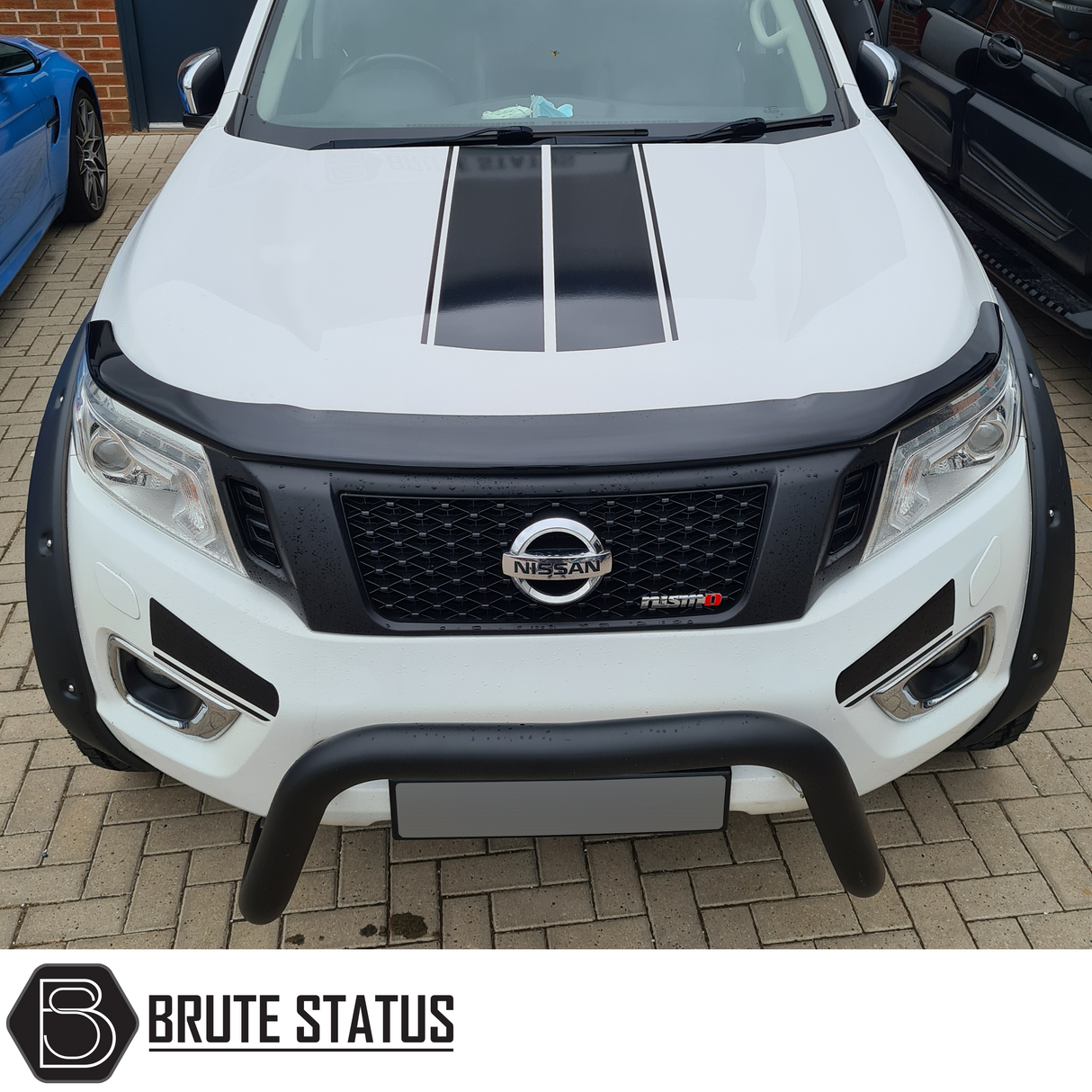 Nissan Navara NP300 2015-2022 Bull Bar (Nudge Bar) Matt Black, enhancing your truck's look and protection, featuring high-quality, easy-to-install, powder-coated stainless steel.