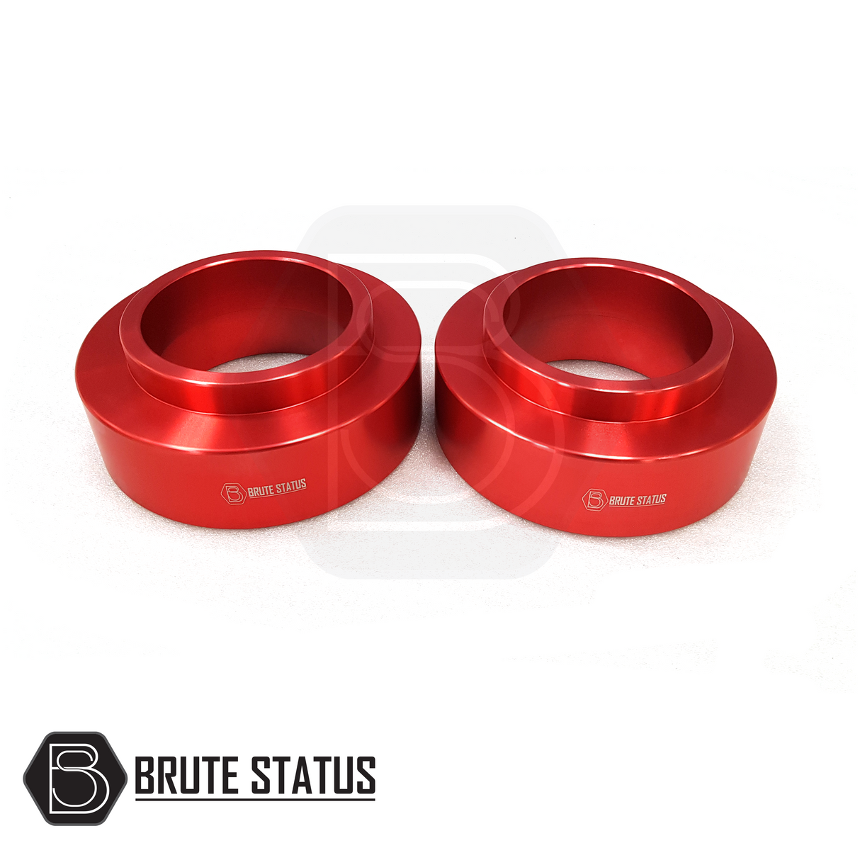 Mercedes X-Class Rear Shock Spacers 50mm, red metal rings designed for truck lift, made from durable 6061-T6 aluminium for enhanced strength and longevity.