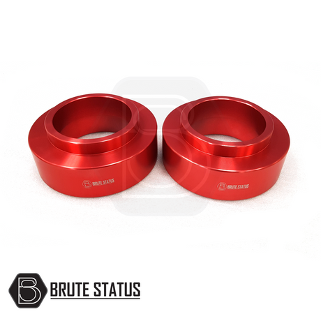 Mercedes X-Class Rear Shock Spacers 50mm, red metal rings designed for truck lift, made from durable 6061-T6 aluminium for enhanced strength and longevity.