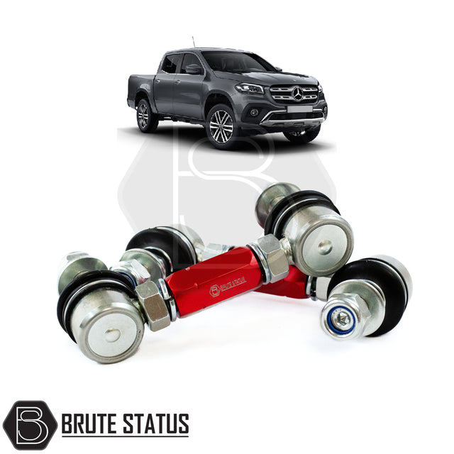 Brute Status anti roll bar drop links in red for suspension lift kit for mercedes x-class pickup truck